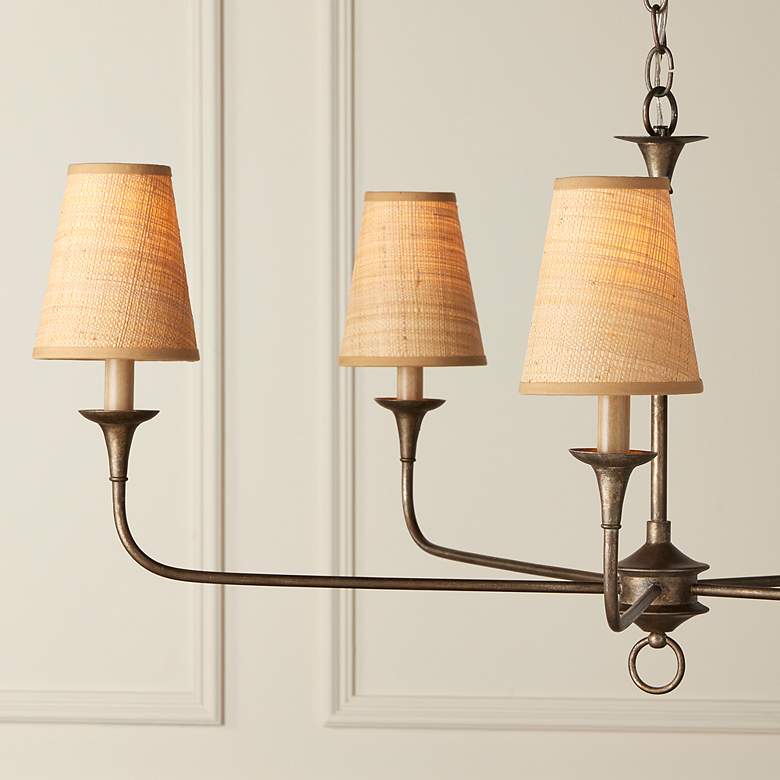 Image 4 Natural Grasscloth Tapered Chandelier Shade 3x5x6 (Clip-On) more views