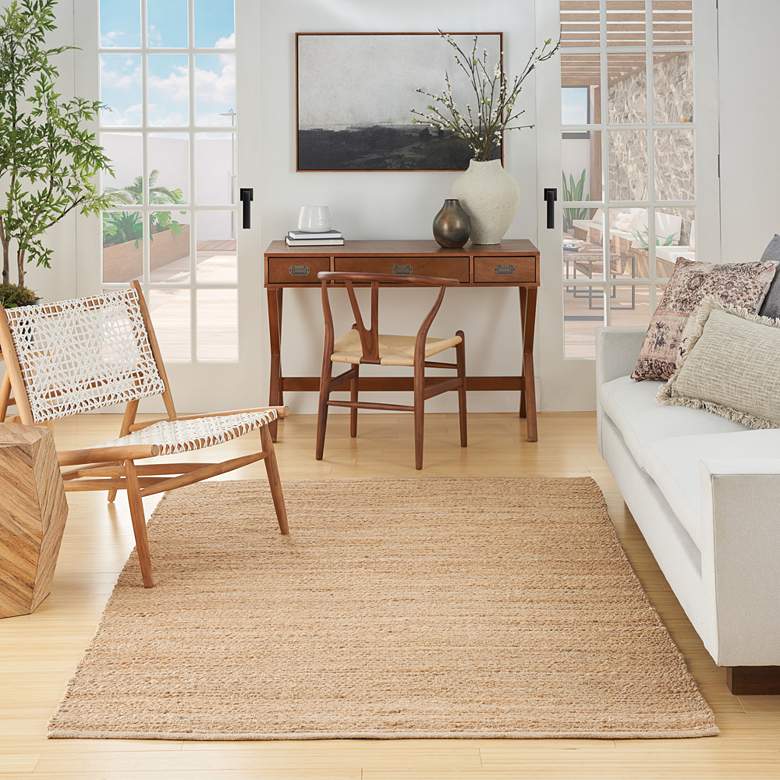 Image 1 Natural Jute NJT01 5&#39;x7&#39; Bleached Rectangular Area Rug