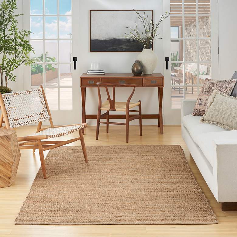 Image 1 Natural Jute NJT01 5&#39;x7&#39; Warm Natural Rectangular Area Rug