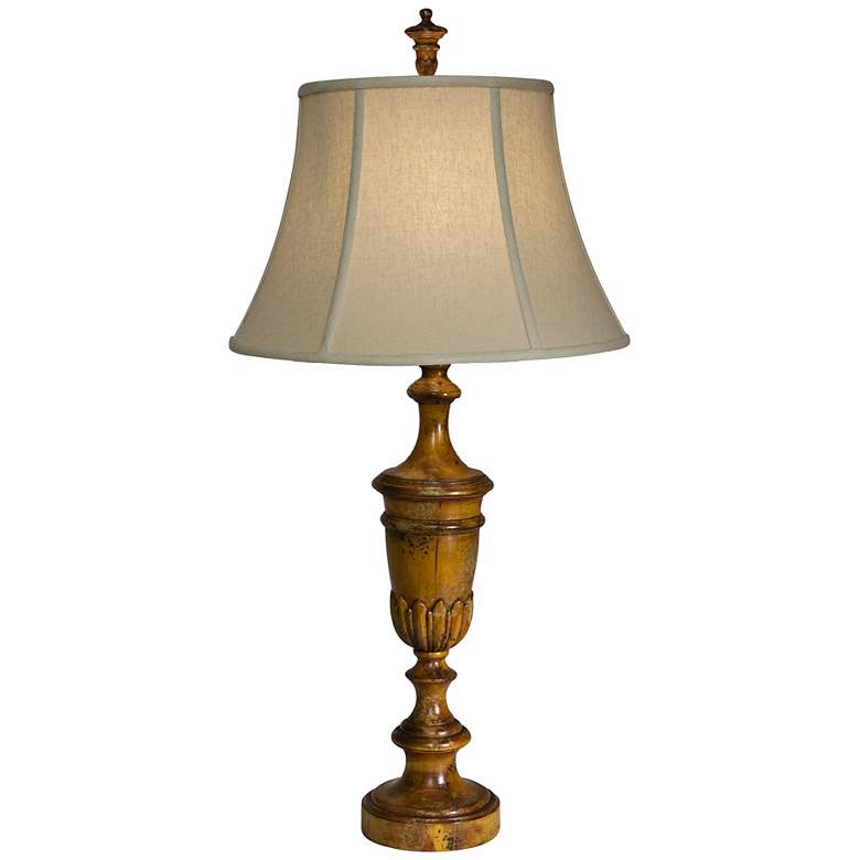 Image 1 Natural Light Floret Trophy Tuscan Wood Table Lamp
