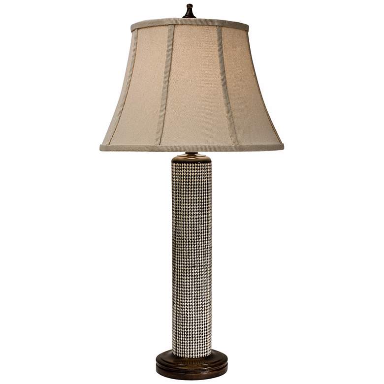 Image 1 Natural Light Houndstooth Woven Abaca Table Lamp