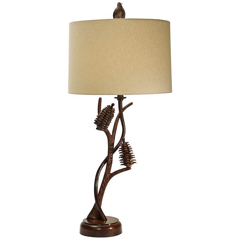 Image 1 Natural Light Pine Forest Metal Table Lamp