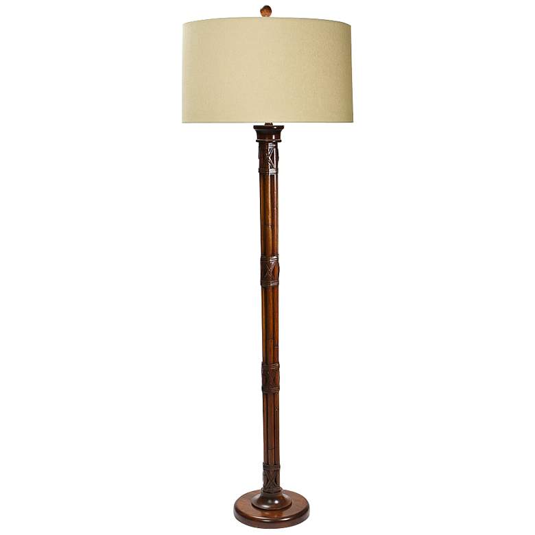 Image 1 Natural Light Rattan Road Floor Lamp With Linen Shade
