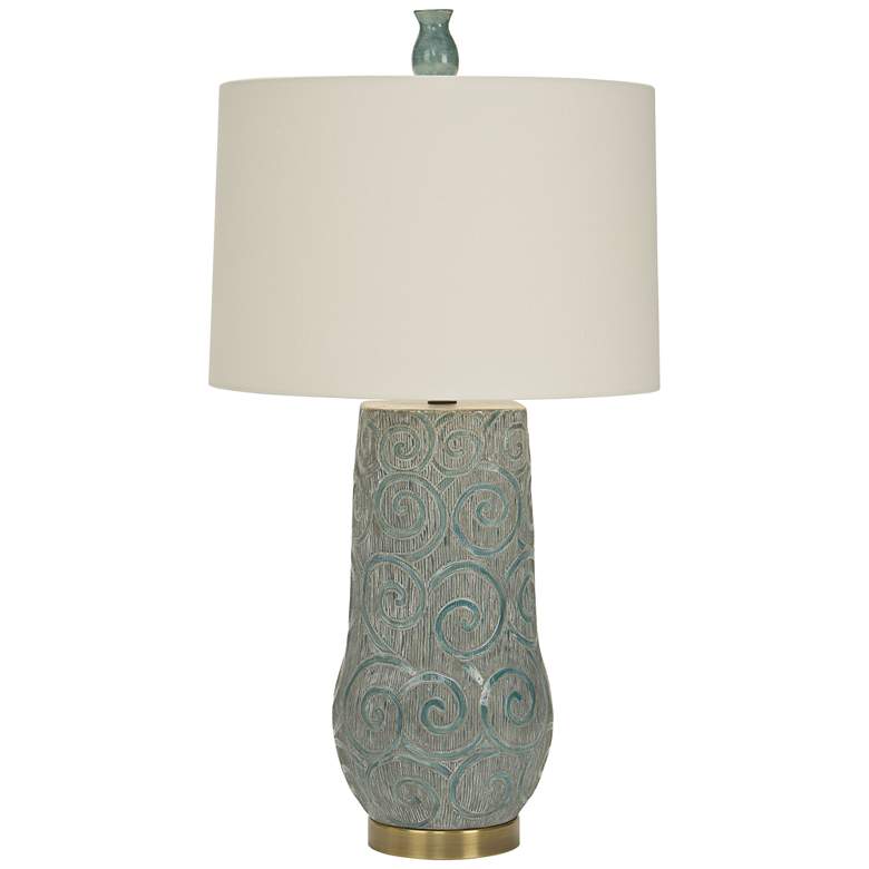 Image 1 Natural Light Simone Bleu Gray and Aqua Bronze Table Lamp