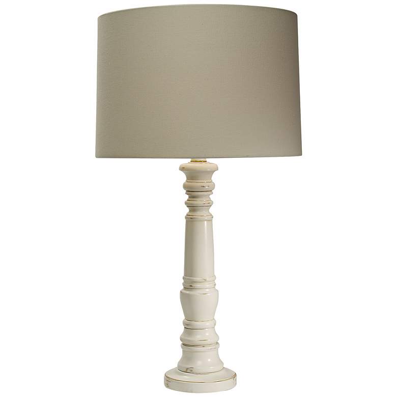 Image 1 Natural Light Tea Time Distressed White Table Lamp