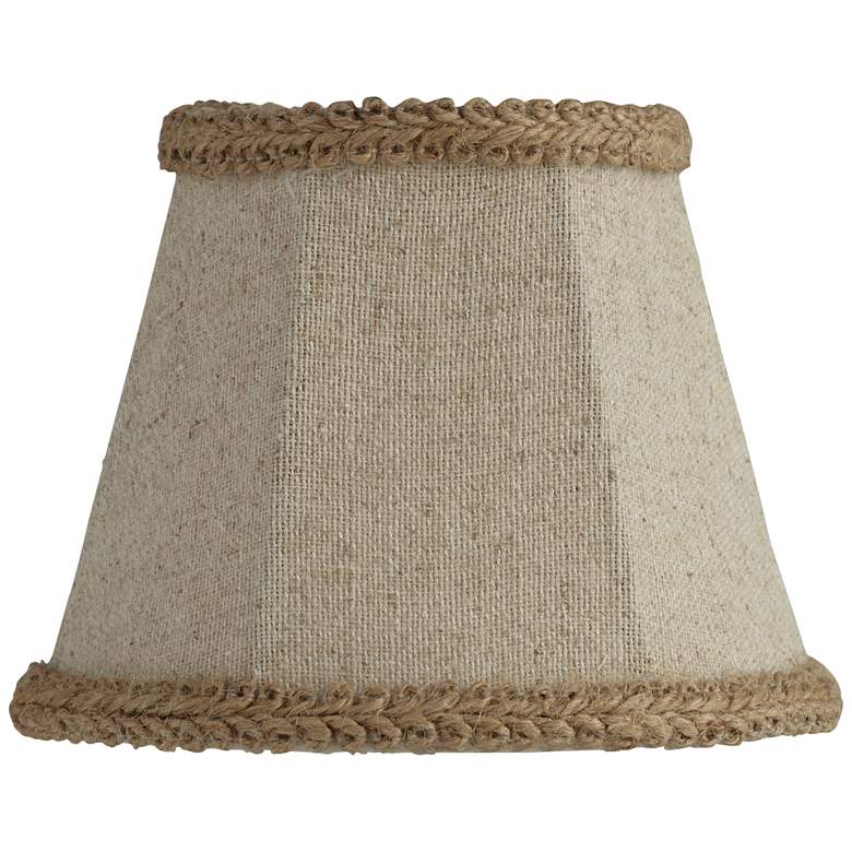 Image 1 Natural Linen Braided Trim Lamp Shade 3x5x4 (Clip-On)