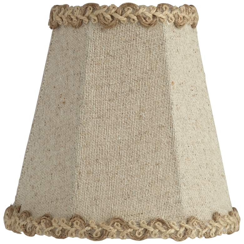 Image 1 Natural Linen Braided Trim Lamp Shade 3x5x5 (Clip-On)