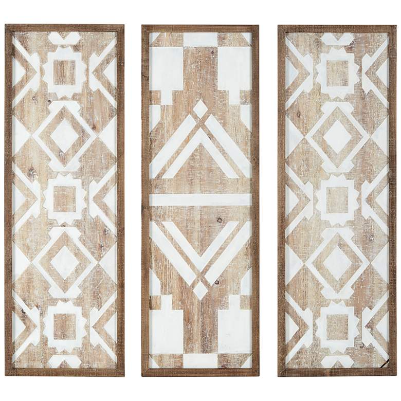 Image 2 Natural Mandal 3-Piece Printed Wood Wall Art Set