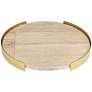 Natural Marble and Brass 12" Wide Round Tray