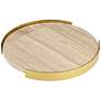 Natural Marble and Brass 12" Wide Round Tray