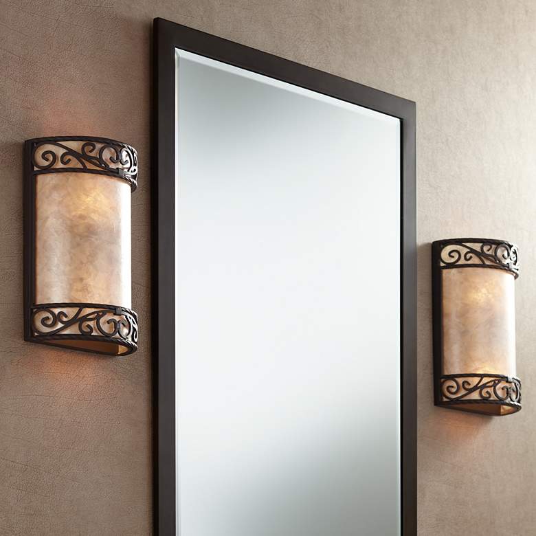 Image 1 Natural Mica 12 1/2 inch High Wall Sconce Fixtures Set of 2