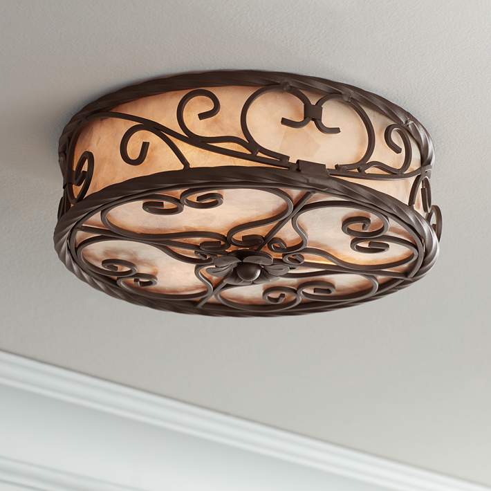 Onhandig bellen Meerdere Natural Mica Collection 12" Wide Ceiling Light Fixture - #91579 | Lamps Plus