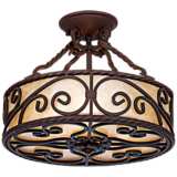 Natural Mica Collection 15&quot; Wide Iron Ceiling Light Fixture