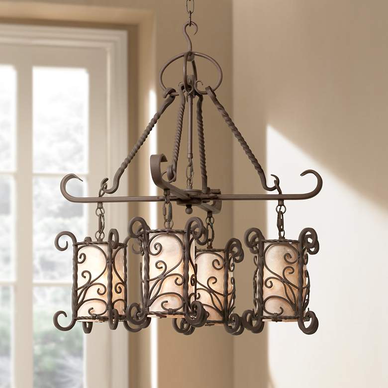 Image 1 Natural Mica Collection 25 1/2 inch Wide Four Light Chandelier