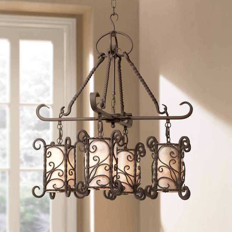 Image 1 Natural Mica Collection 25 1/2" Wide Four Light Chandelier