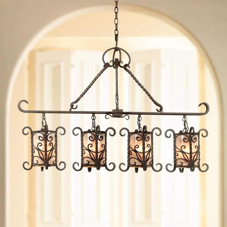 Image 1 Natural Mica Collection 42" Wide Linear Island Chandelier
