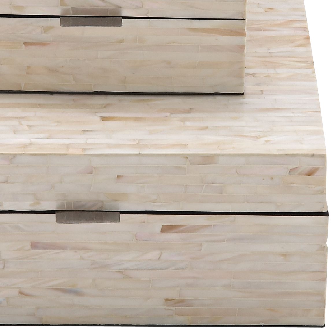 Image 2 Natural Mother of Pearl Wood Decorative Boxes Set of 2 more views