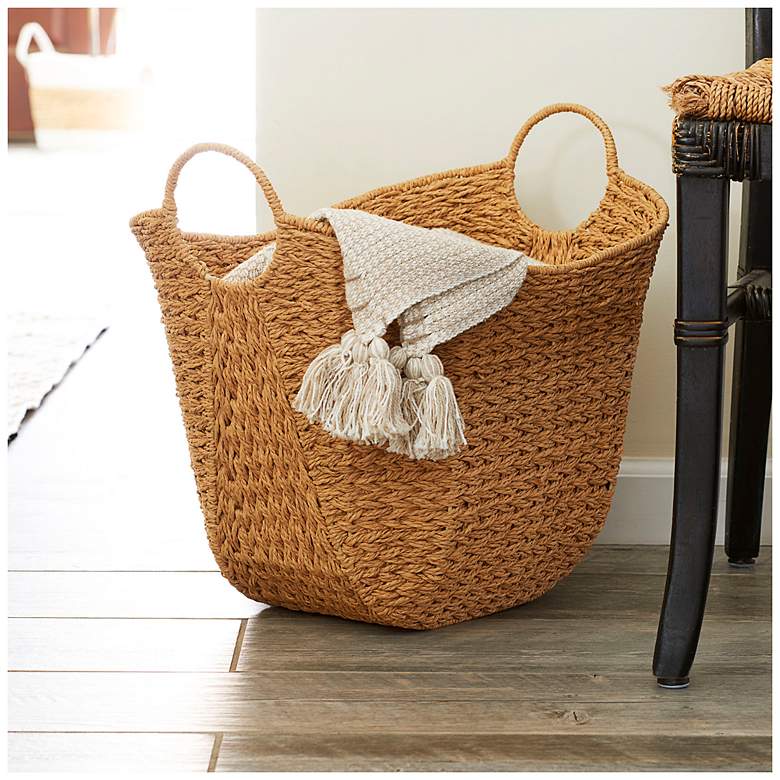 Image 1 Natural Paper Rope Basket with Handles