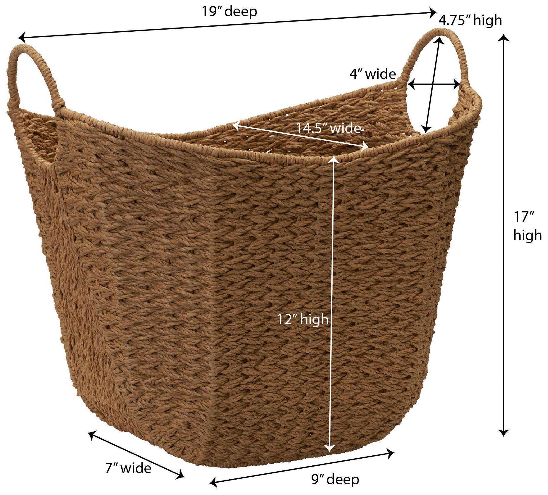 Image 3 Natural Paper Rope Basket with Handles more views