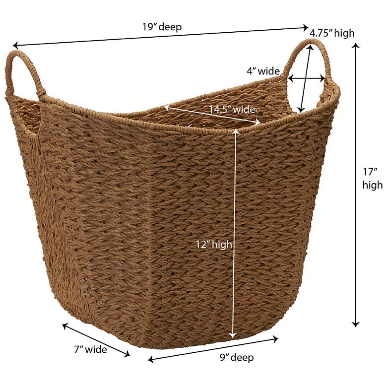 Image 3 Natural Paper Rope Basket with Handles more views