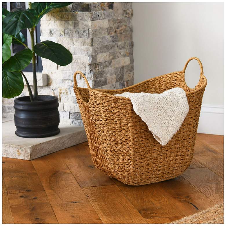 Image 6 Natural Paper Rope Basket with Handles more views