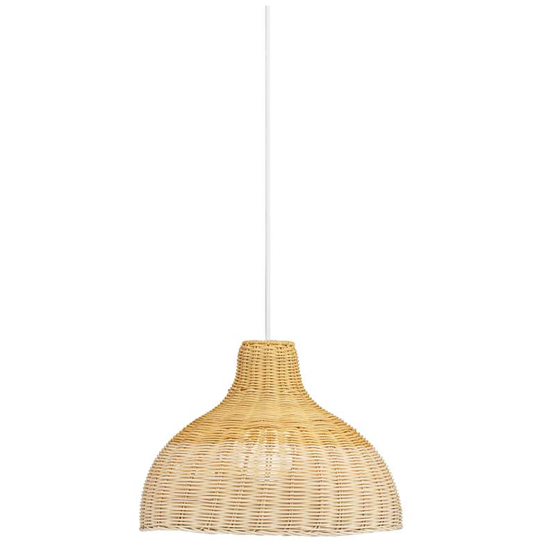 Image 1 Natural Rattan 13" Wide Dome Pendant Light