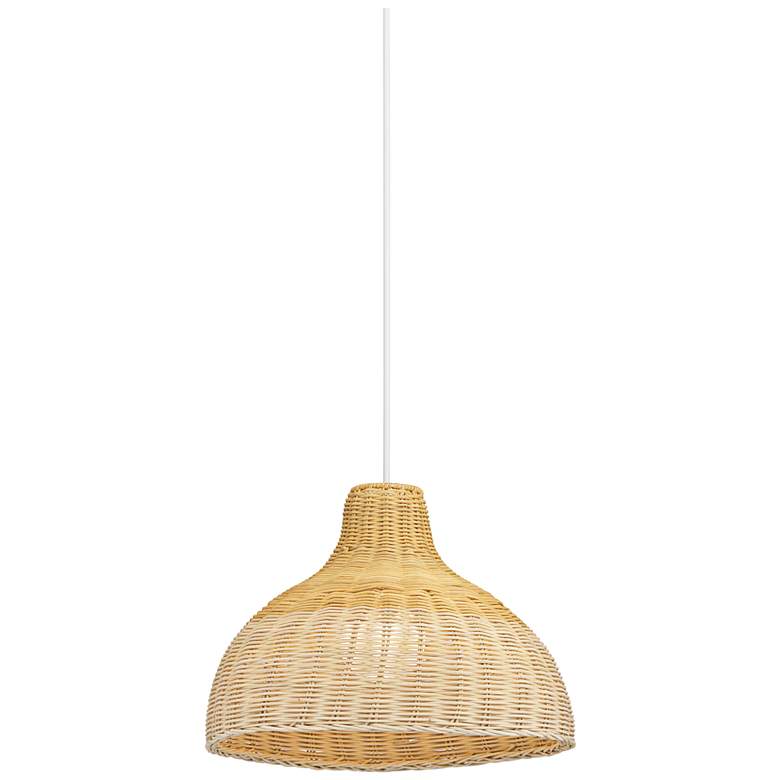 Image 2 Natural Rattan 13 inch Wide Dome Pendant Light more views