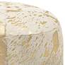 Natural Reflections Gold and White Leather Round Ottoman