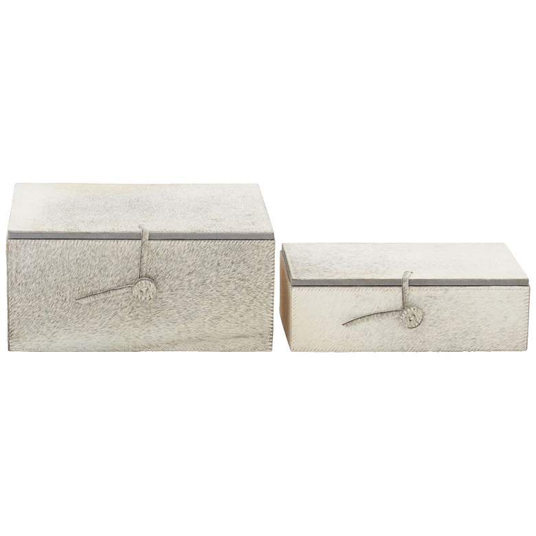 Image 1 Natural Reflections Leather Wood Decorative Boxes Set of 2