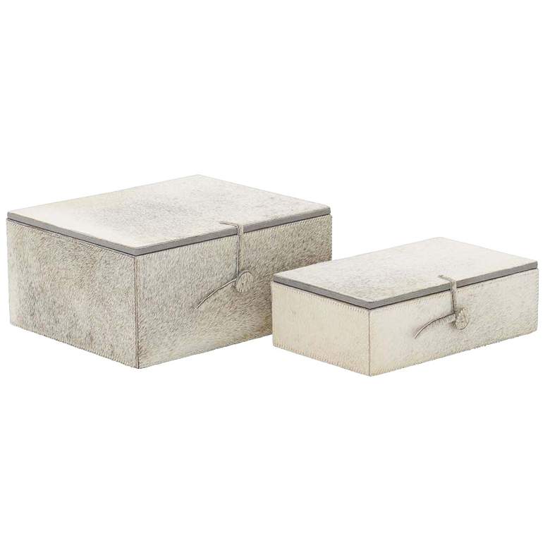 Image 2 Natural Reflections Leather Wood Decorative Boxes Set of 2 more views
