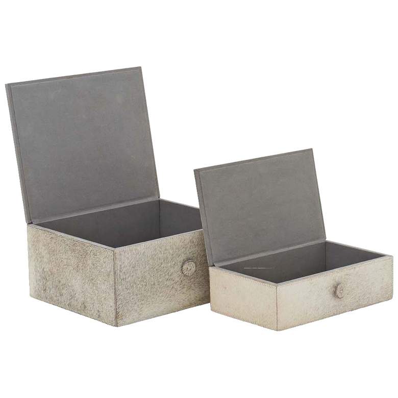 Image 3 Natural Reflections Leather Wood Decorative Boxes Set of 2 more views