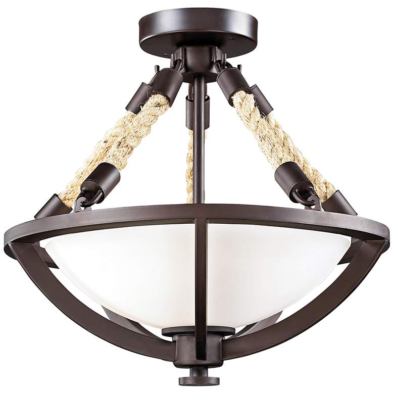 Image 1 Natural Rope Collection 15 inch Wide Aged Bronze Ceiling Light