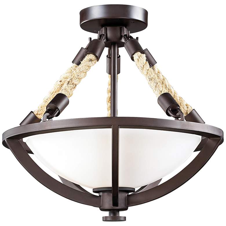 Image 1 Natural Rope Collection 15" Wide Aged Bronze Ceiling Light