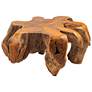 2_Natural Round Wood Coffee Table, Brown