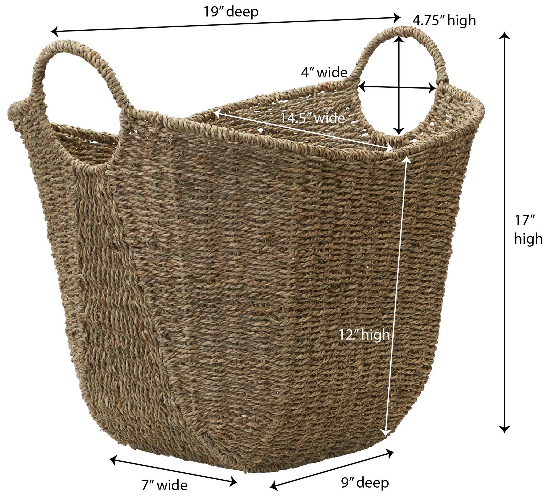 Image 3 Natural Seagrass Wicker Basket with Handles more views