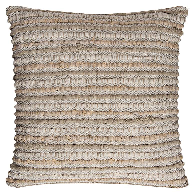 Image 1 Natural Stripe Textured 20 inch Square Decorative Filled Pillow