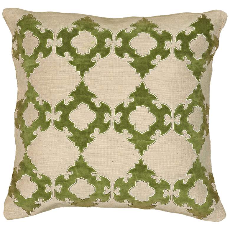 Image 1 Natural Taupe and Green 18 inch Square Throw Pillow