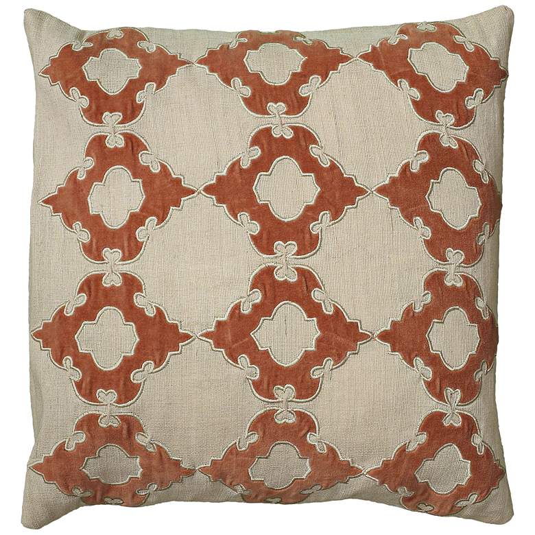 Image 1 Natural Taupe and Orange 18" Square Throw Pillow