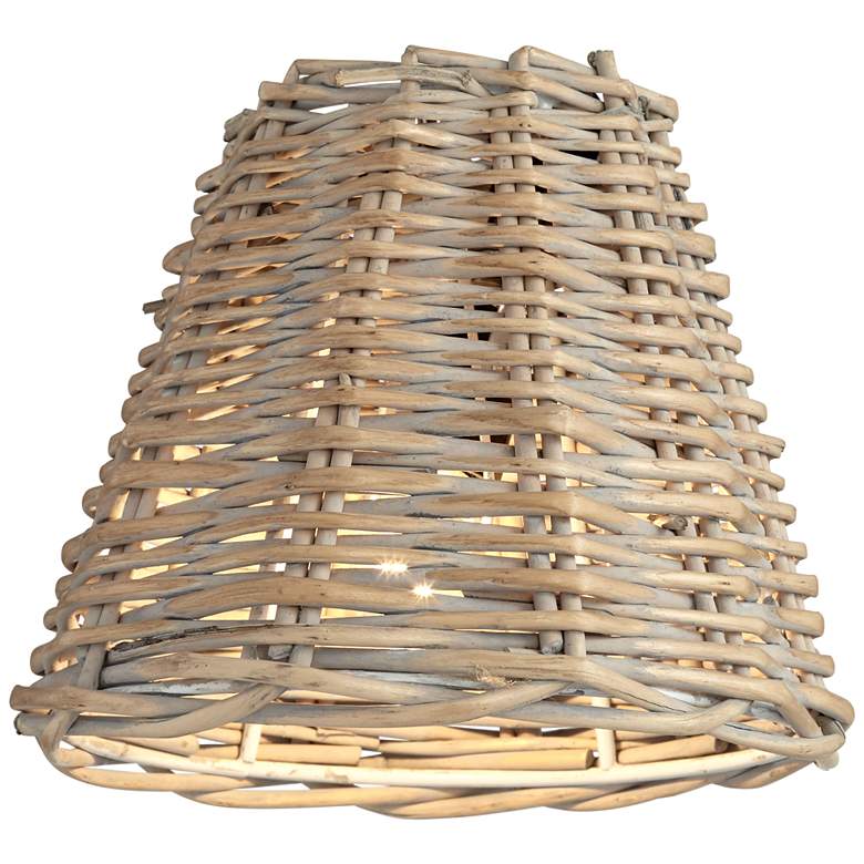 Image 4 Natural Wicker Weave Chandelier Lamp Shades 3x6x5 (Clip-On) Set of 4 more views
