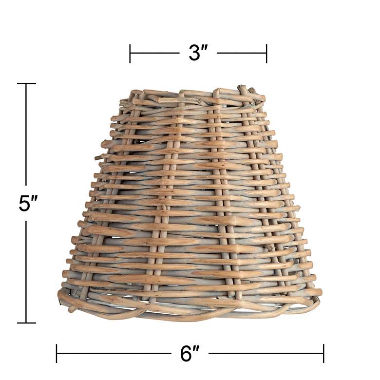 Image 6 Natural Wicker Weave Chandelier Lamp Shades 3x6x5 (Clip-On) Set of 4 more views