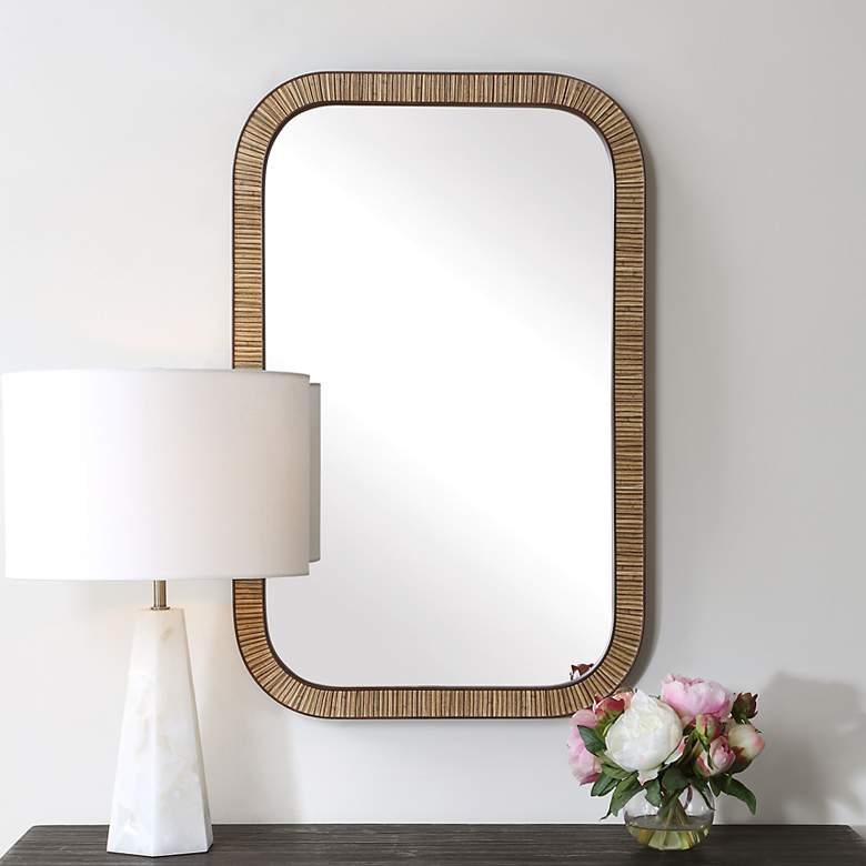 Image 1 Natural Wrapped 22" x 34" Rectangular Wall Mirror