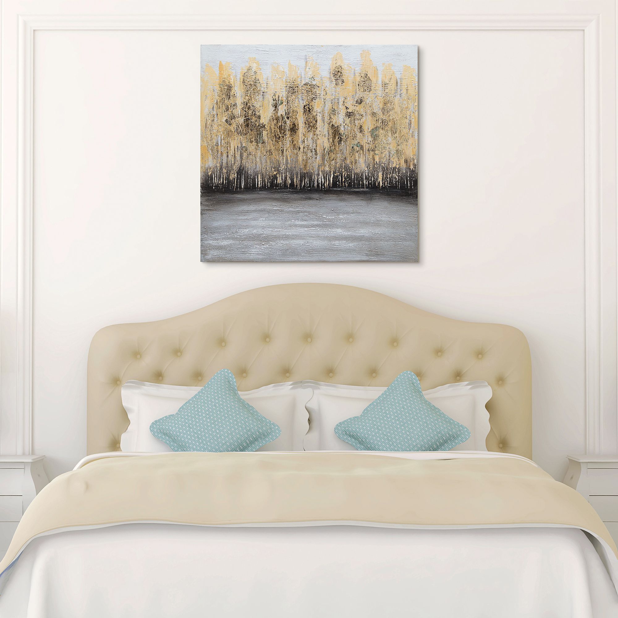 Nature 36" Square Textured Metallic Canvas Wall Art in scene