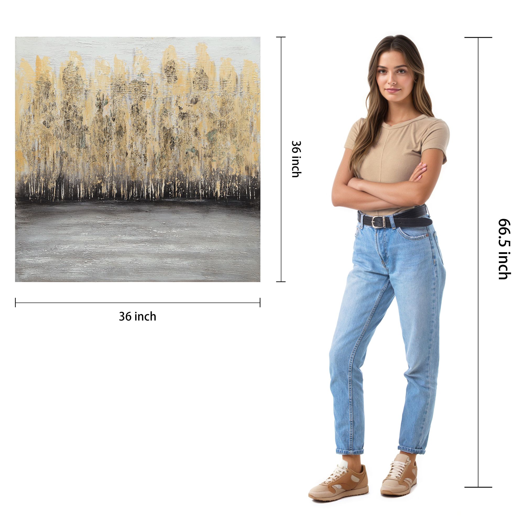 Nature 36" Square Textured Metallic Canvas Wall Art in scene