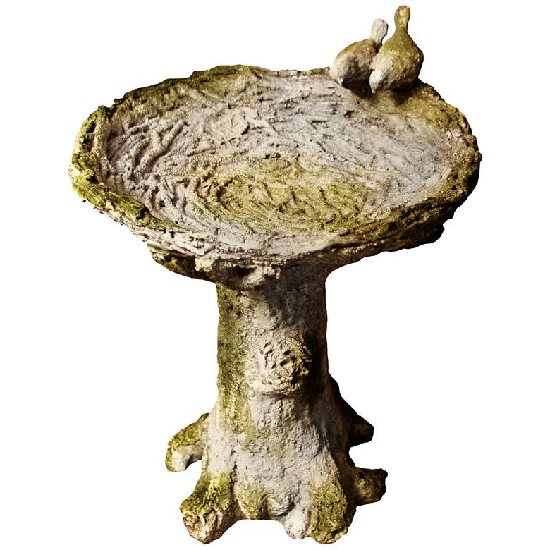 Image 1 Nature's 15 3/4" High White Moss Outdoor Small Bird Bath