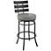Natya 26 in. Swivel Barstool in Black Finish with Grey Faux Leather