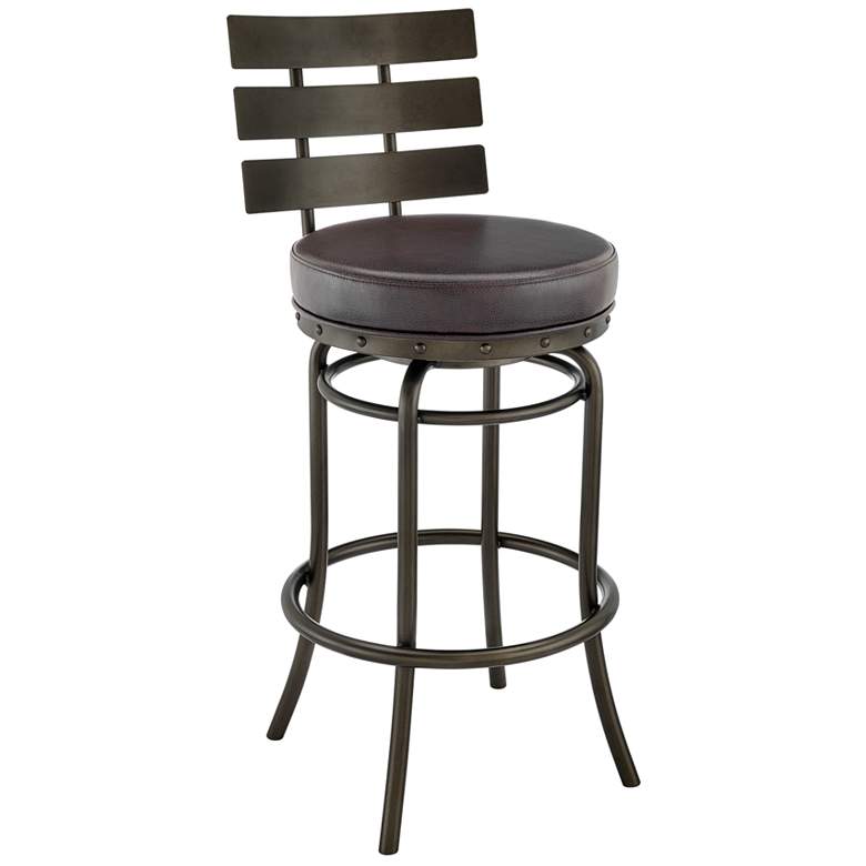 Image 1 Natya 26 in. Swivel Barstool in Mocha Finish with Brown Faux Leather