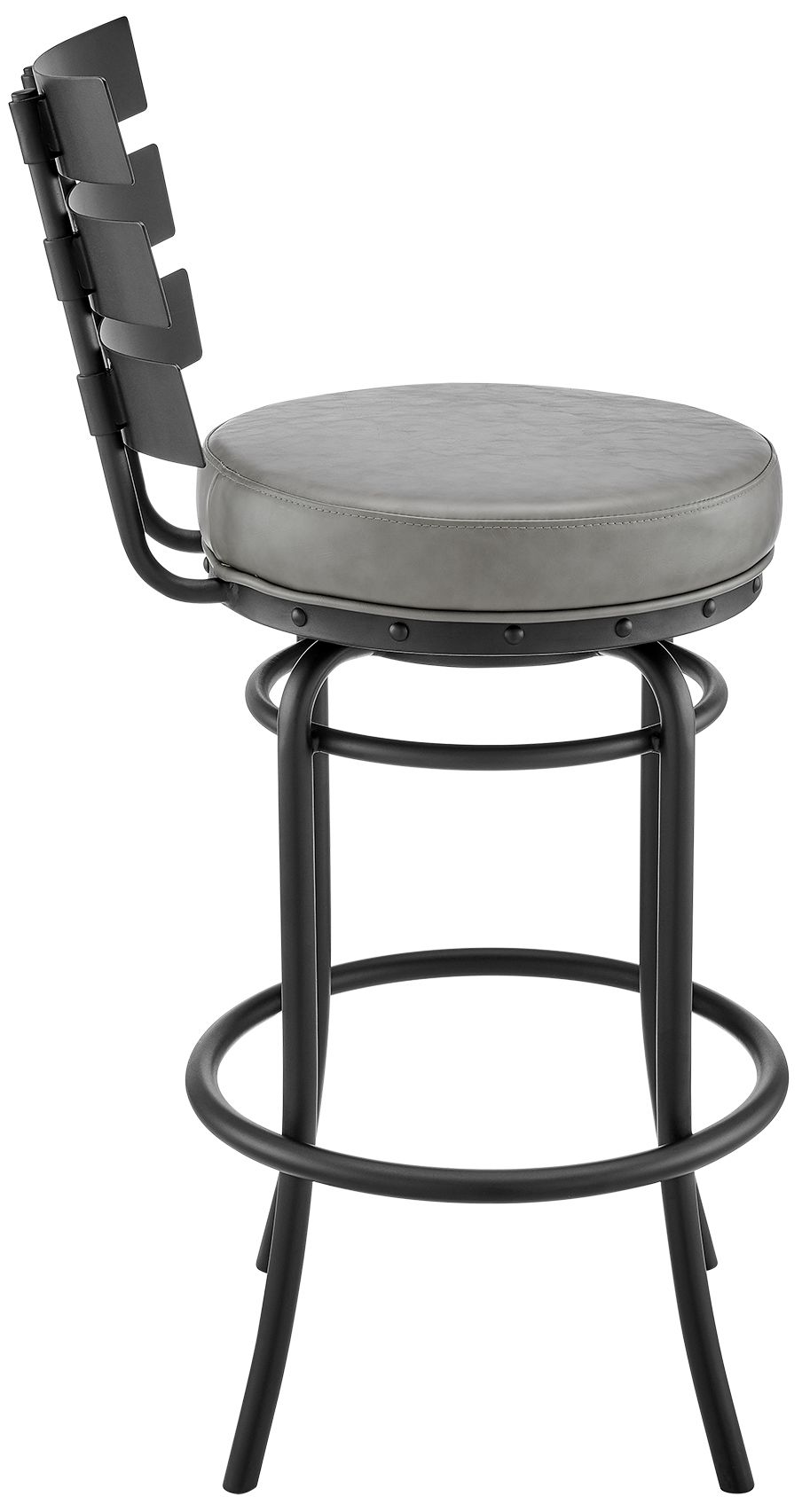 Image 4 Natya 30 in. Swivel Barstool in Black Finish with Grey Faux Leather more views