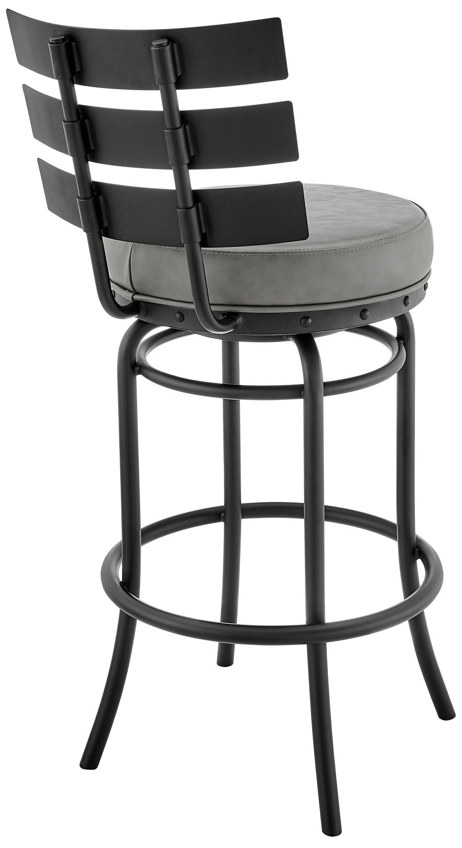 Image 5 Natya 30 in. Swivel Barstool in Black Finish with Grey Faux Leather more views