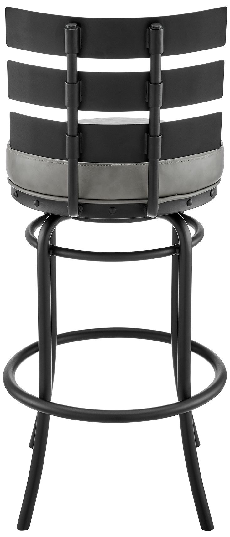 Image 6 Natya 30 in. Swivel Barstool in Black Finish with Grey Faux Leather more views