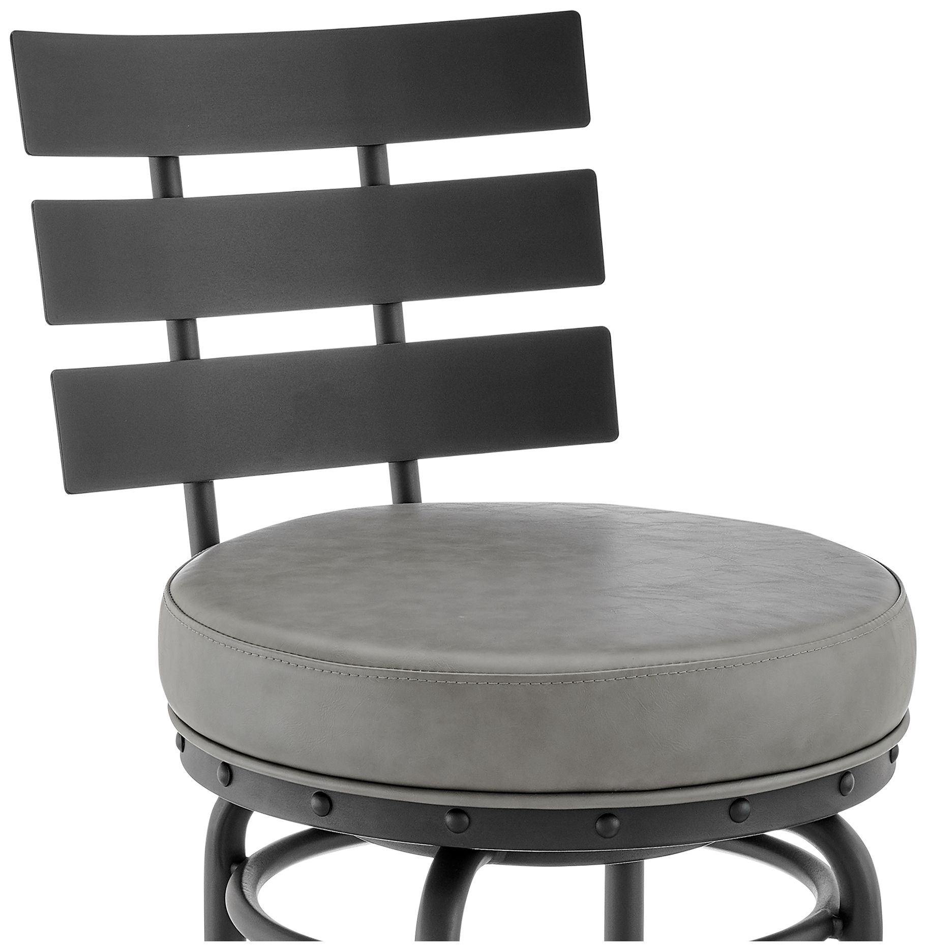 Image 7 Natya 30 in. Swivel Barstool in Black Finish with Grey Faux Leather more views